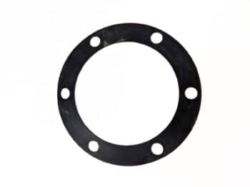 Eine schwarze, runde Flanschdichtung für LA100 mit sechs gleichmäßig verteilten Löchern ist auf weißem Hintergrund abgebildet.