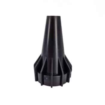 Konusdüse ultra groß für SR160 und SR202: schwarzer Kunststoff-Aufsatz mit gerillten Seiten und zulaufender Spitze, vor weißem Hintergrund fotografiert.